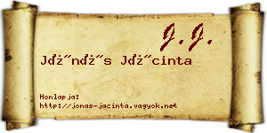 Jónás Jácinta névjegykártya